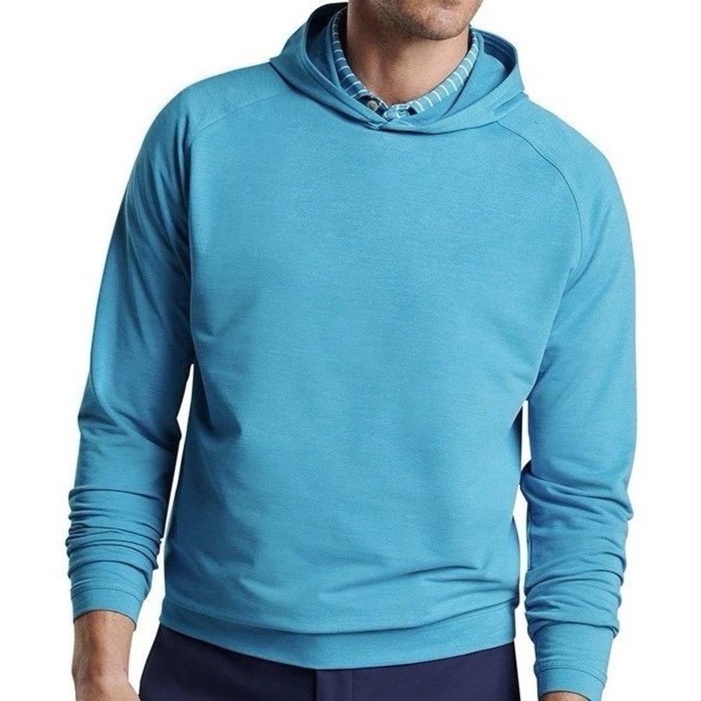 Peter Millar Jasper Blue Pine Performance hoodie Golf Sweatshirt Raglan Sz S